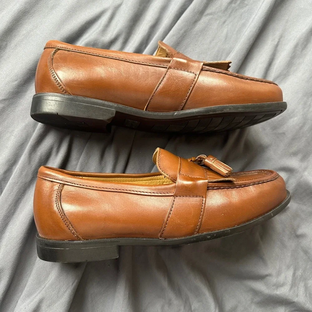 Nunn Bush Lincoln Mens 9W Brown Leather Tassel Kiltie Loafers 84198-257